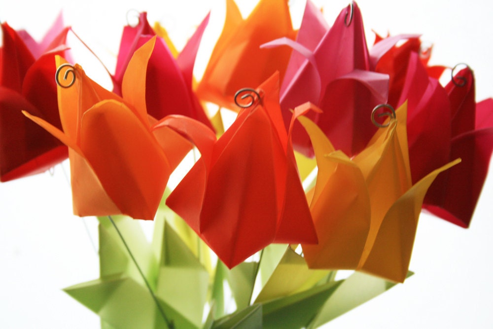 bouquet stem flower origami by Flower Mixed Origami Bouquet Tulips NikkiCrossApplesauce