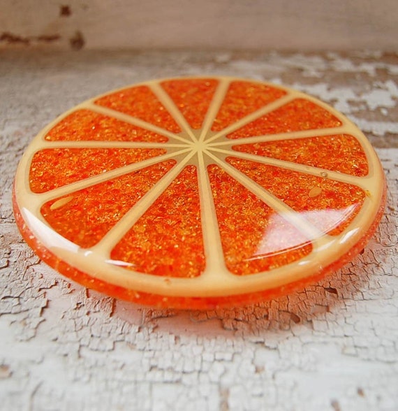 vintage orange slice resin hot plate trivet by PeachParlor on Etsy