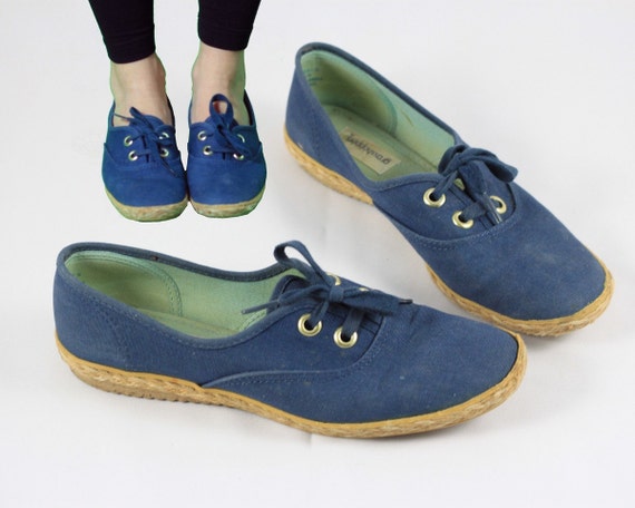 50's Blue Canvas Tennis Shoes size 7.5 by RagRichVintage on Etsy