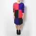 Vintage Shift Dress with Colour Block Design - size medium / large