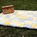 SALE Waterproof Picnic Quilt Blanket - Yellow & Grey Half Moon Modern