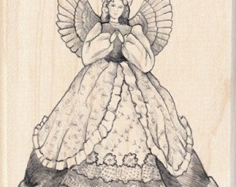ANGEL - Rubber Stamp - Inkadinkado Christmas Angel Wood Mounted Rubber Stamp for card making and scrapbooking