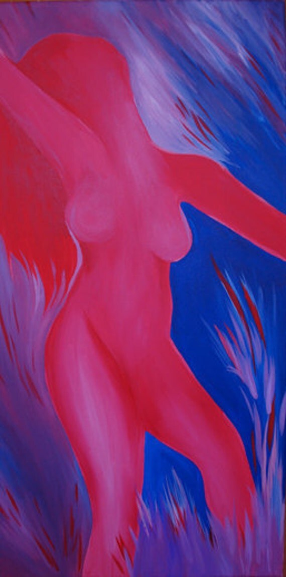 Lady in Red: Original Acrylic Painting 15x30 by KLStudioArt