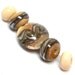 SRA handmade "waves" lampwork lentil in ivory, silvered ivory, silver glass and matching spacers 10412-4 for making jewelry