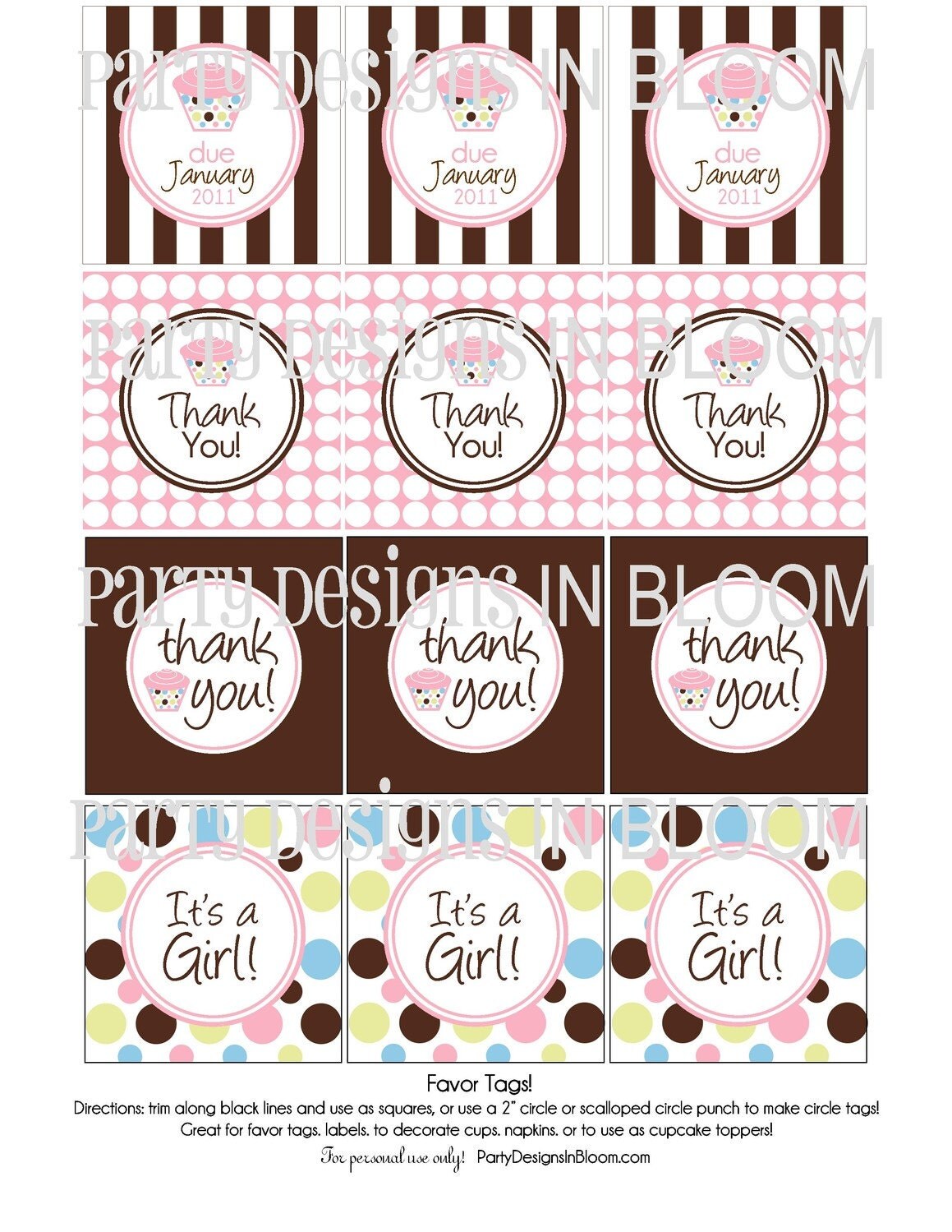 Printable Cupcake Baby Shower or Sprinkle by PartyDesignsInBloom