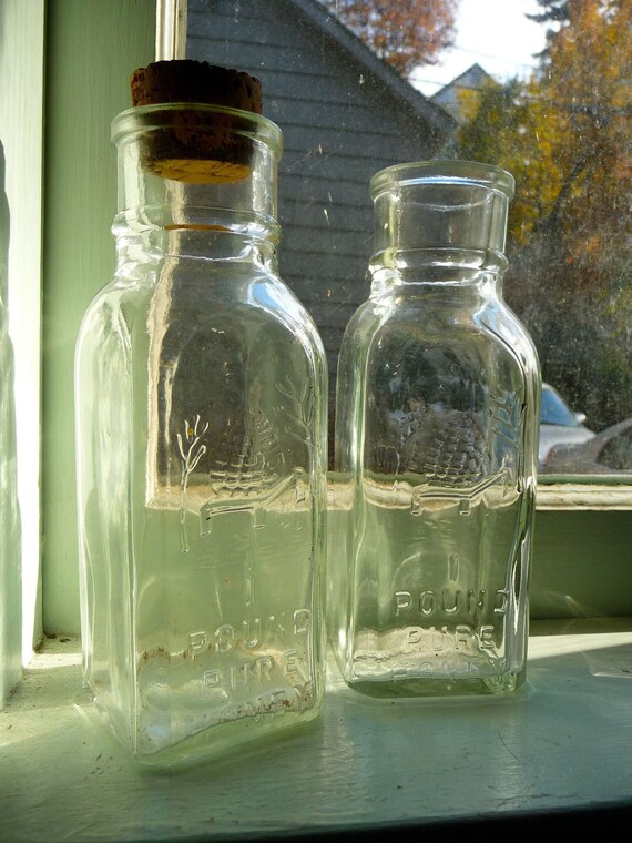 vintage honey acres glass jars