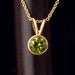 Peridot Round Bezel Set 14K Yellow Gold Pendant and Chain