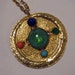 RESERVED FOR MENGJI Vintage Kenneth Lane Large Goldtone Medallion Treasure Multi Color Stone Necklace