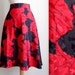 Red & Black Floral Silk Skirt