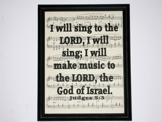 Bible Verse Print On Vintage Music Judges 5:3 Bible Verse Print On Vintage Music Judges 5:3
