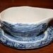 Vintage Staffordshire Liberty Blue Gravy Boat with underplate Transferware English