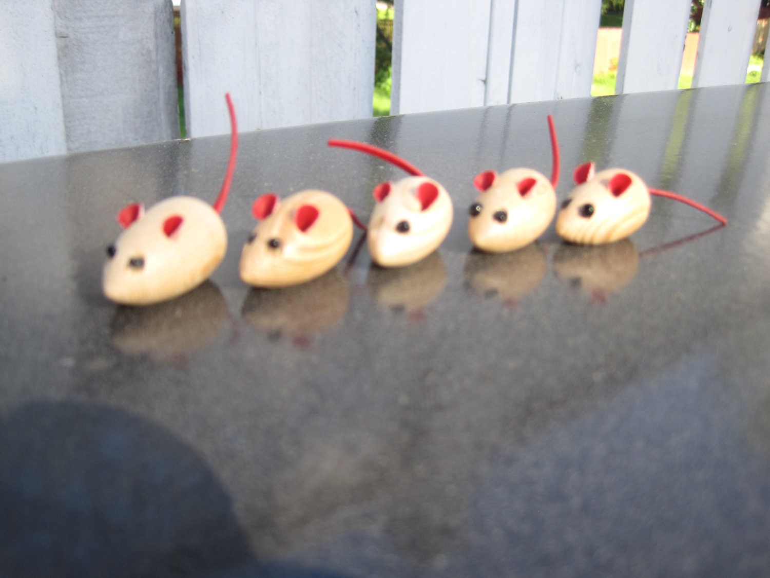 Lot of 5 miniature wooden Mice mouse crafts craft making wood