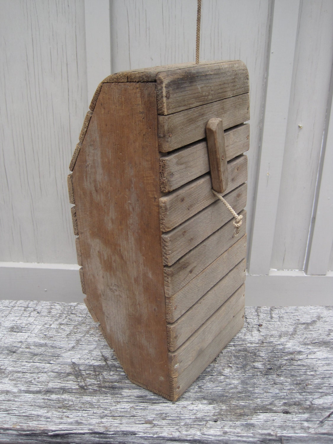 Vintage Wooden Bait box basket wood hand made fishing