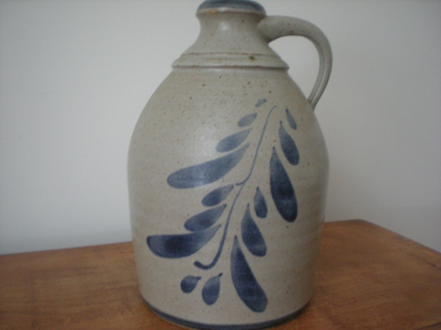 Grey and Blue Crock Pottery Jug Marked and Signed