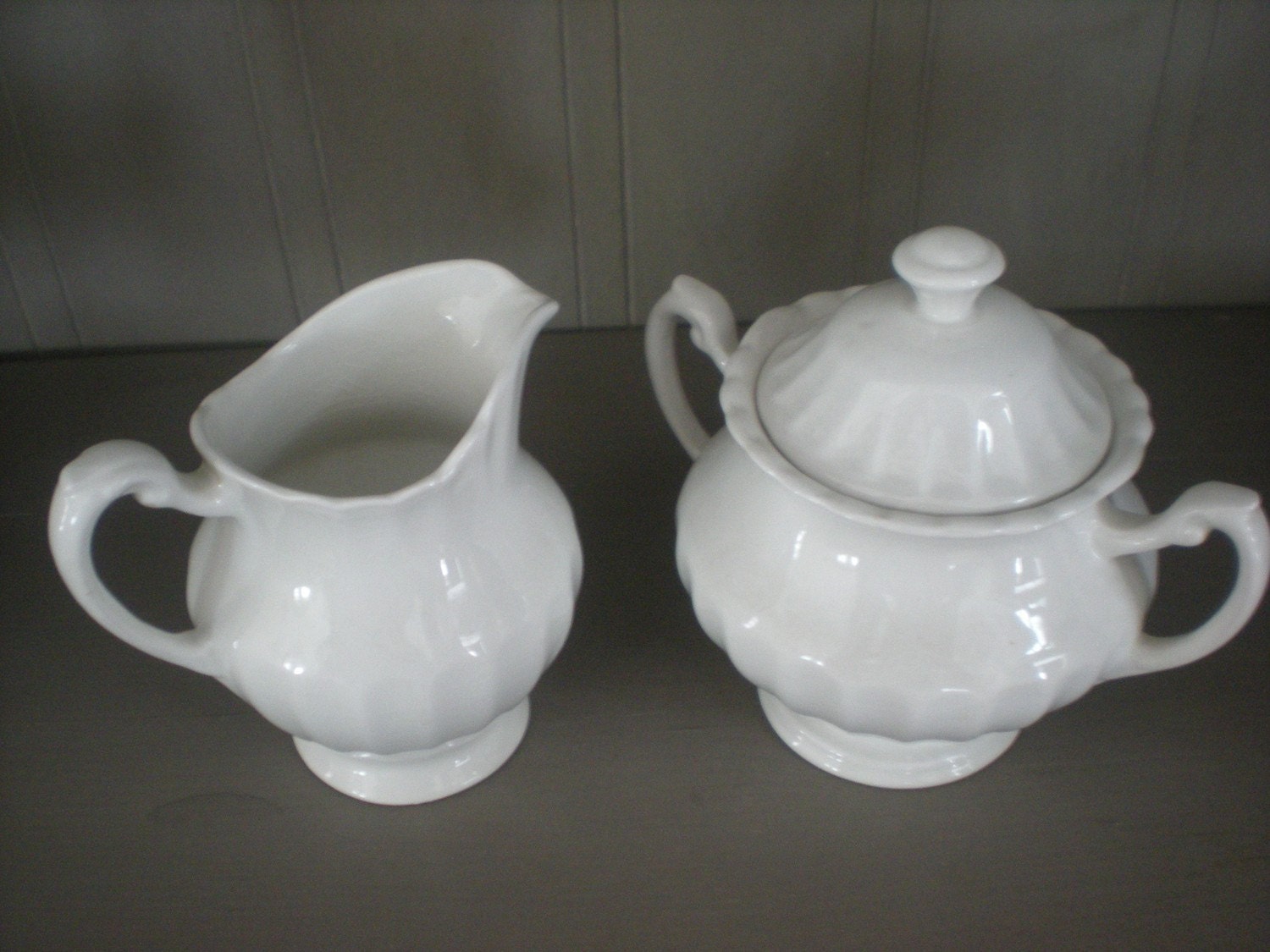 J&G Meakin England Classic White Tea Pot Creamer and Sugar