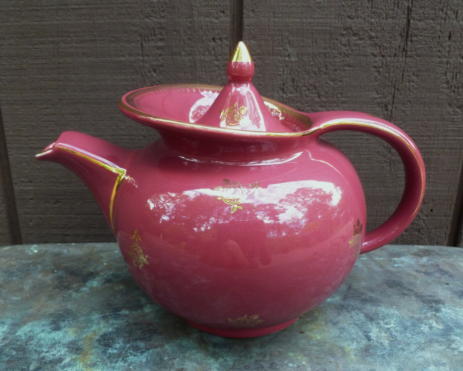 Hall Teapot. Windshield. Art Deco. Vintage 1940s.