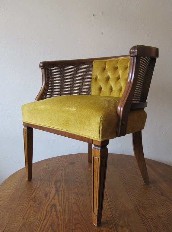RESERVED Vintage Gold Barrel Chair