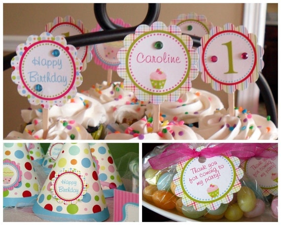 Cupcake Theme Essentials Birthday Party Package - Girl DIY Printable Il_570xn