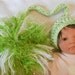 Preemie Baby hat - Giant Green Pompom Photo Prop - 11 inch circumference - Ready2Ship - Number 39