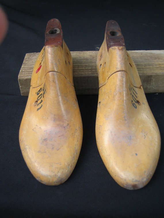 One pair of women's style 6011 wooden low heel shoe lasts