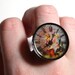 Gunmetal Black Circle Ring with a Victorian Clock Resin Coated Image