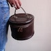 Vintage bag, brown leather, vanity case, French, 60s, sixties, French vintage accessories by ancienesthetique