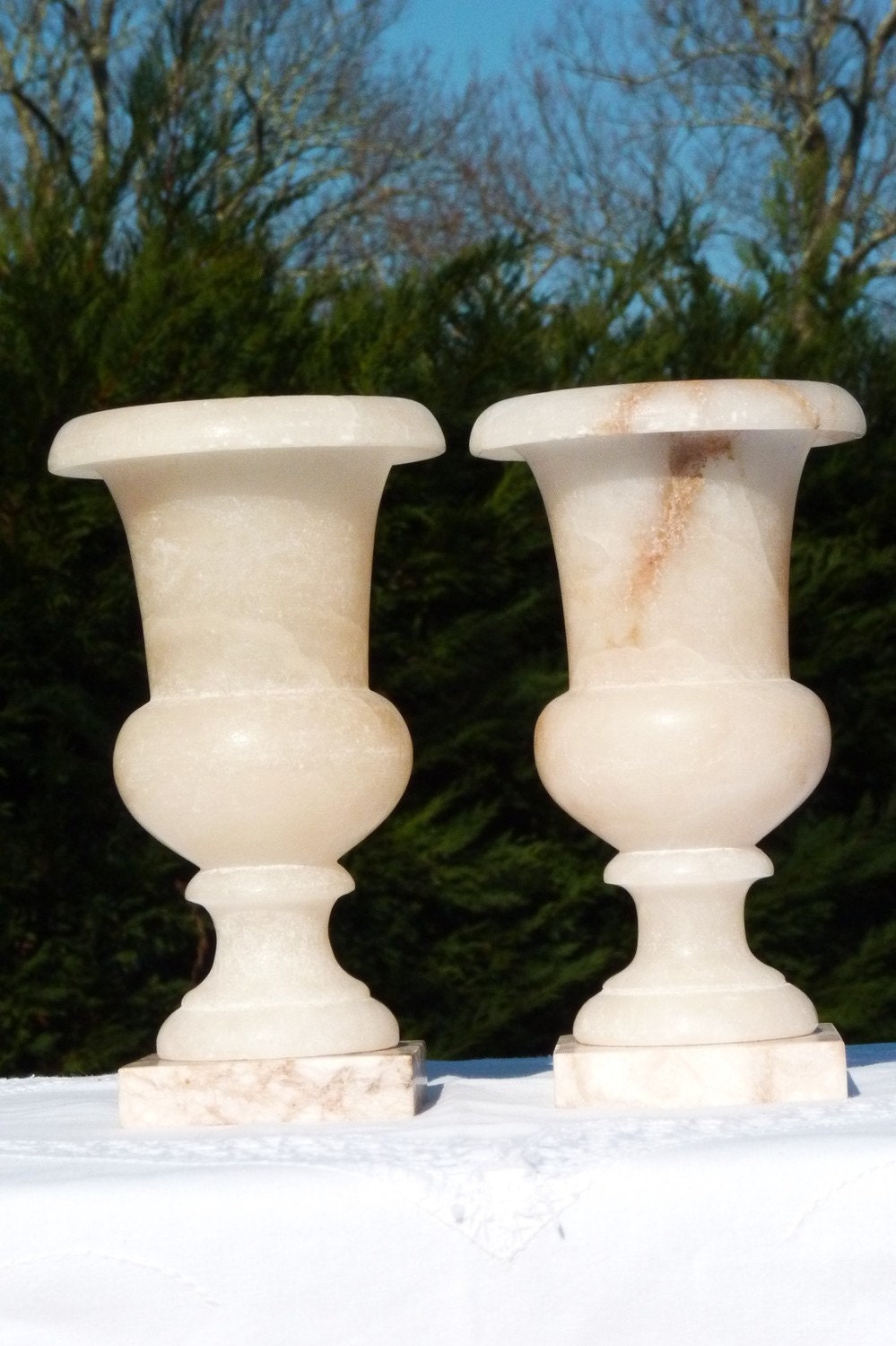 Two beautiful vintage alabaster vase