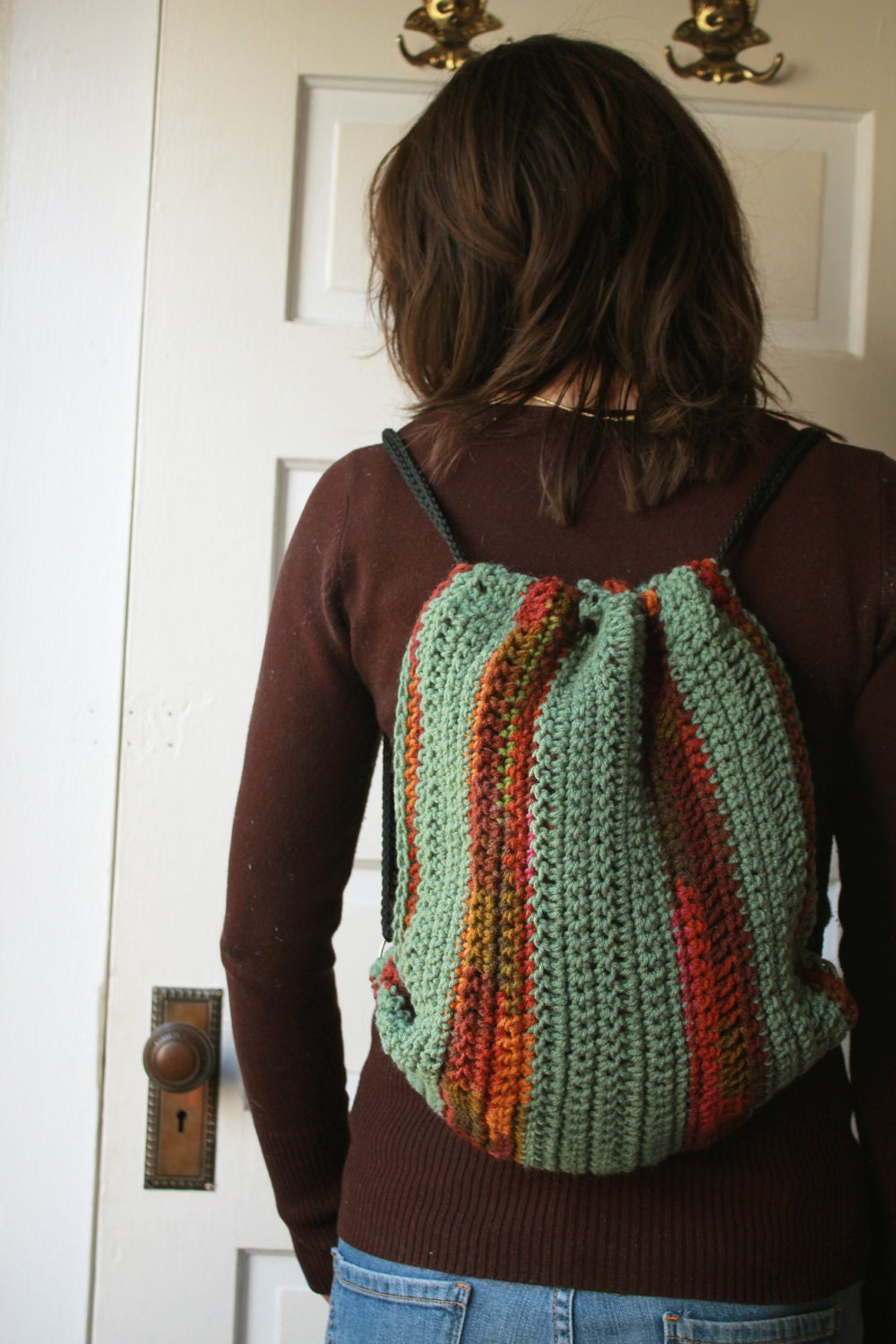 Crocheted Drawstring Backpack