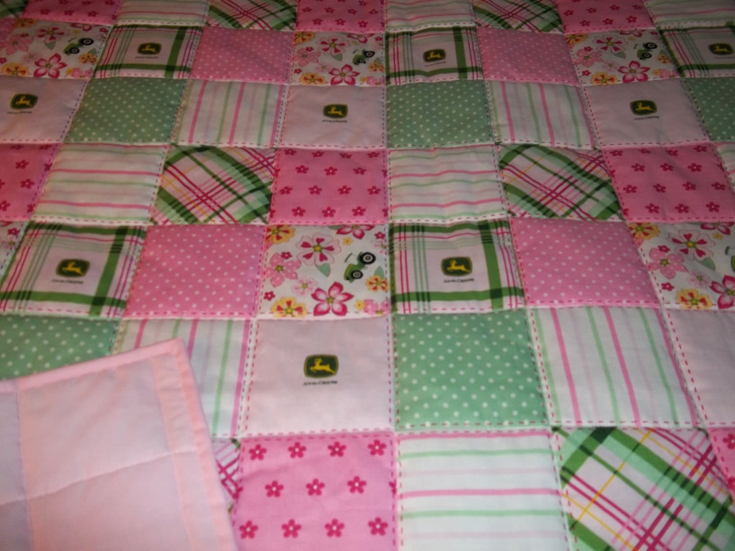 John Deere Bedding Pink/Green NEW Girl's Homemade Baby