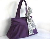 Items similar to Purple Tote Bag - Handbag - Shoulder Bag - Canvas Tote Bag - Zippered Purse on Etsy