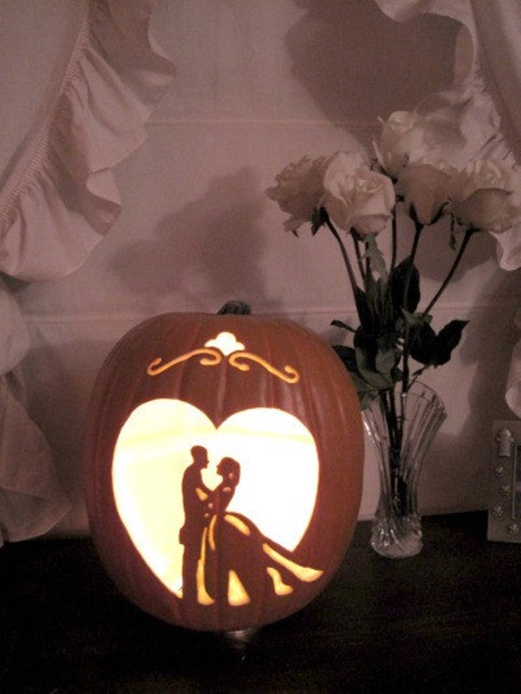 Hand Carved Foam Bride and Groom Wedding Pumpkin
