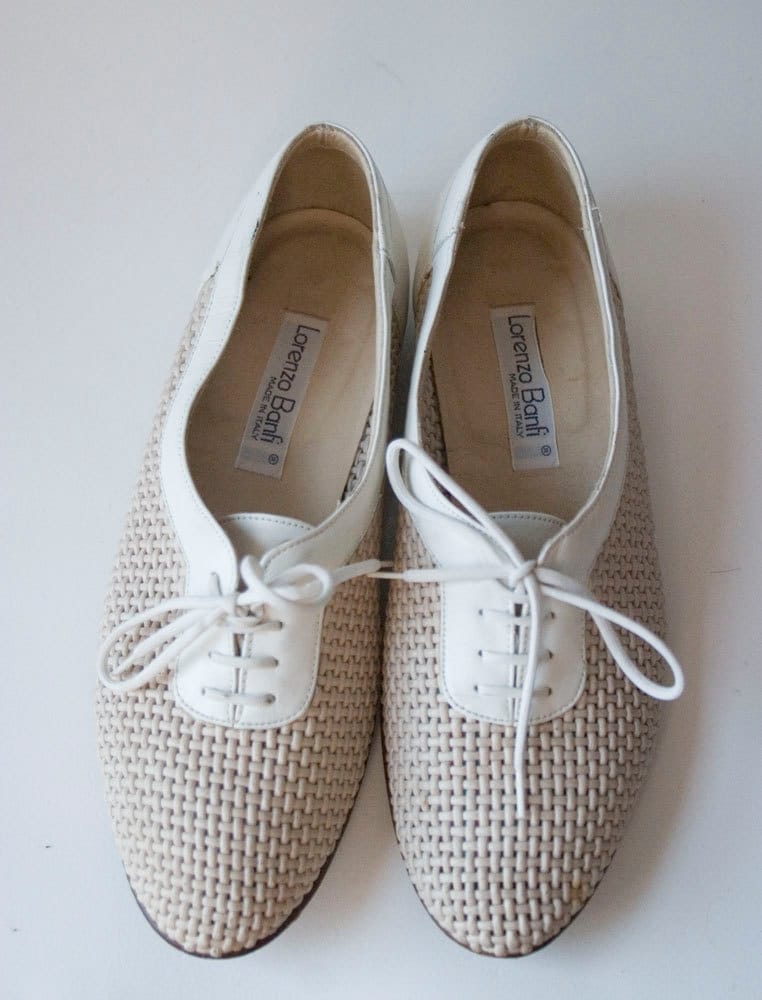 SALE Summer White Woven Oxford Shoes size 7.5