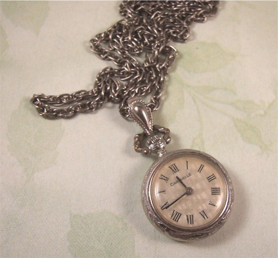 Vintage Caravelle Pendant Watch w chain FREE SHIPPING