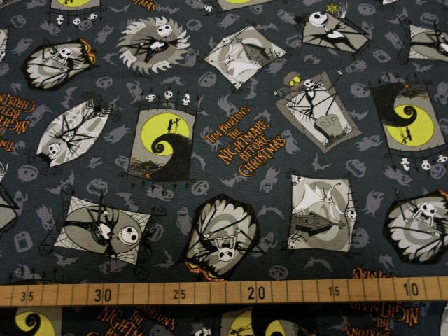 Nightmare Before Christmas fabric grey colour by HanamiBoutique