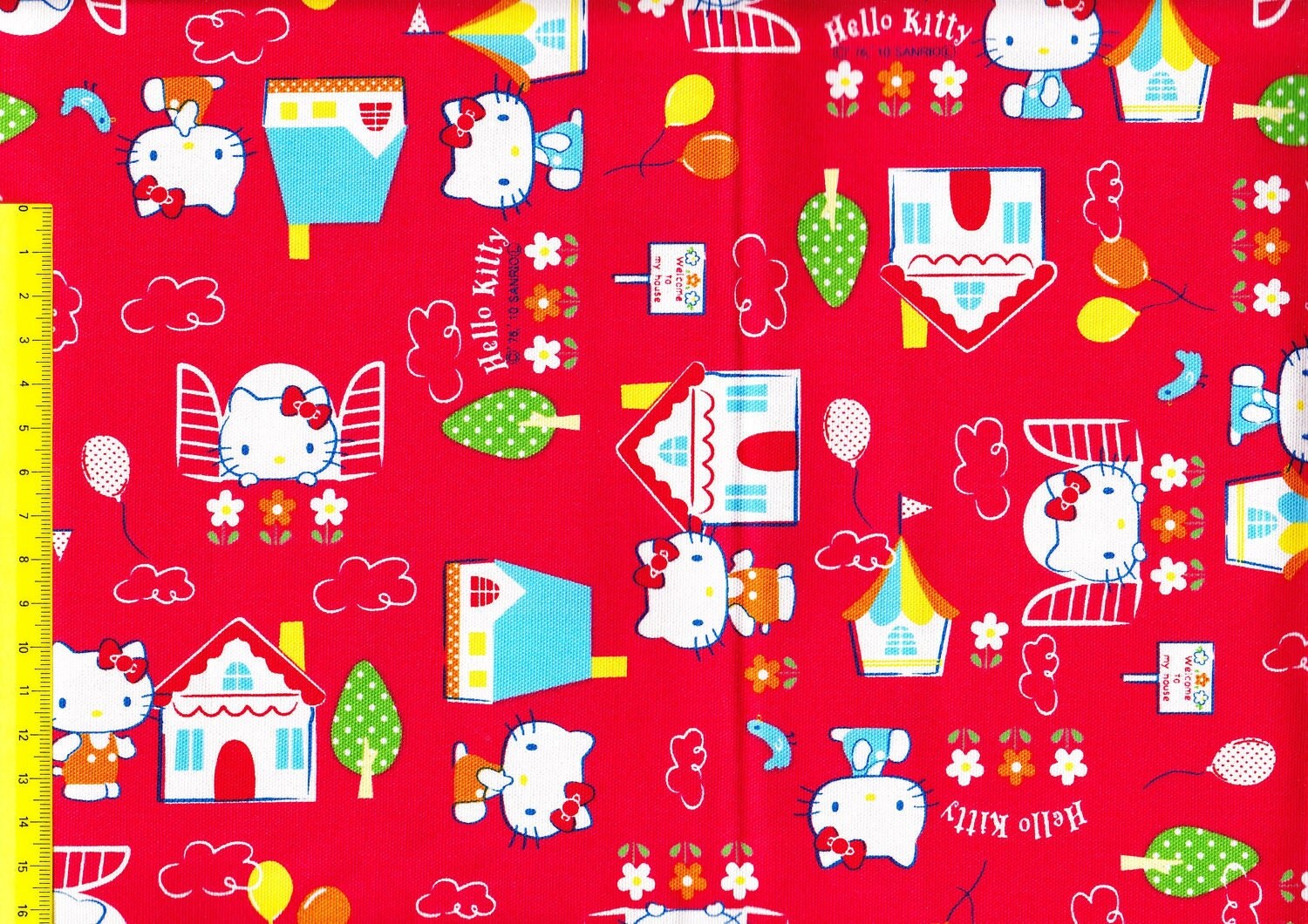 Hello kitty cotton fabric half yard red color by HanamiBoutique