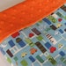 Baby Boy Blanket, Beep Beep and Orange Minky Dot