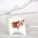 Ceramic Porcelain cup - handmade cup with vintage flowers pattern