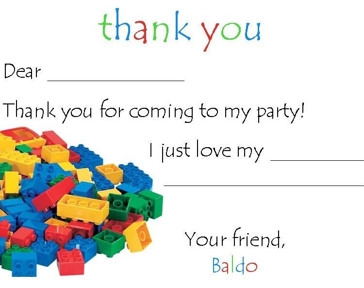 35 PRINTED Lego Birthday Party Thank You Notes