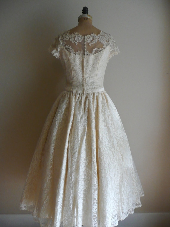 Vintage 1950s Priscilla of Boston Lace Wedding Dress Gown
