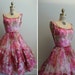 Reserved for Cindy // Vintage 1950s 1960s Party Dress Floral Chiffon
