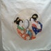 Vintage Japanese Silk Scarf, Japanese Geishas Looking in Mirror, 100% Silk