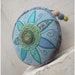 CUSTOM ORDER reserved for DEB Sunflower circular unique ornamented zipper pouch light blue and turquoise colours
