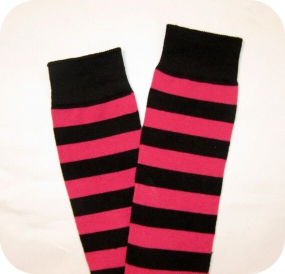 Hot Pink and Black Striped Leg Warmers