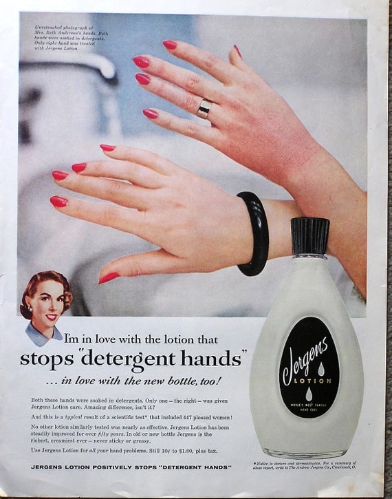 1955 Vintage Jergens Hand Lotion Ad Ladies Home Journal Color