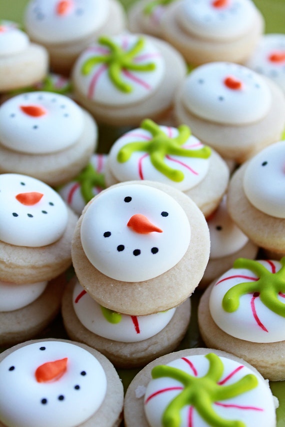 3 dozen Mini Vanilla Snowman Christmas Candy Sugar Cookies