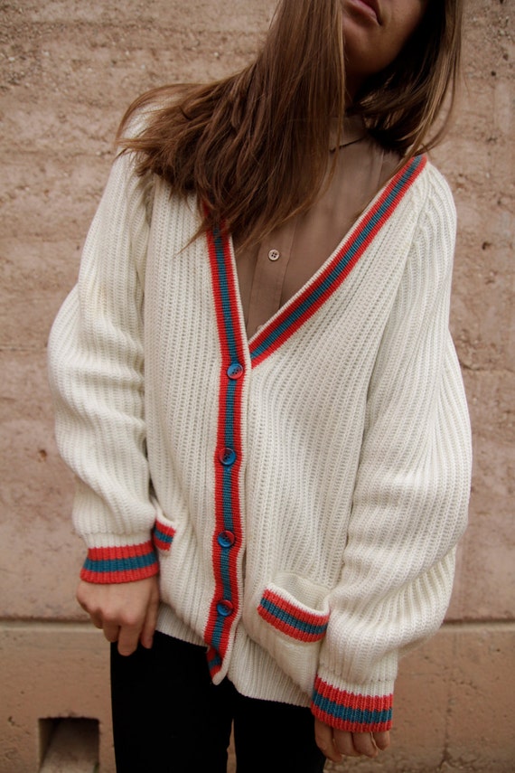 vintage preppy CARDIGAN women's vintage 80s 90s oxford