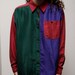 SILK vintage 80s 90s COLOR BLOCK oversize slouchy button up