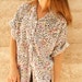 80s SILKY pastel watercolor SLOUCHY leopard print shirt