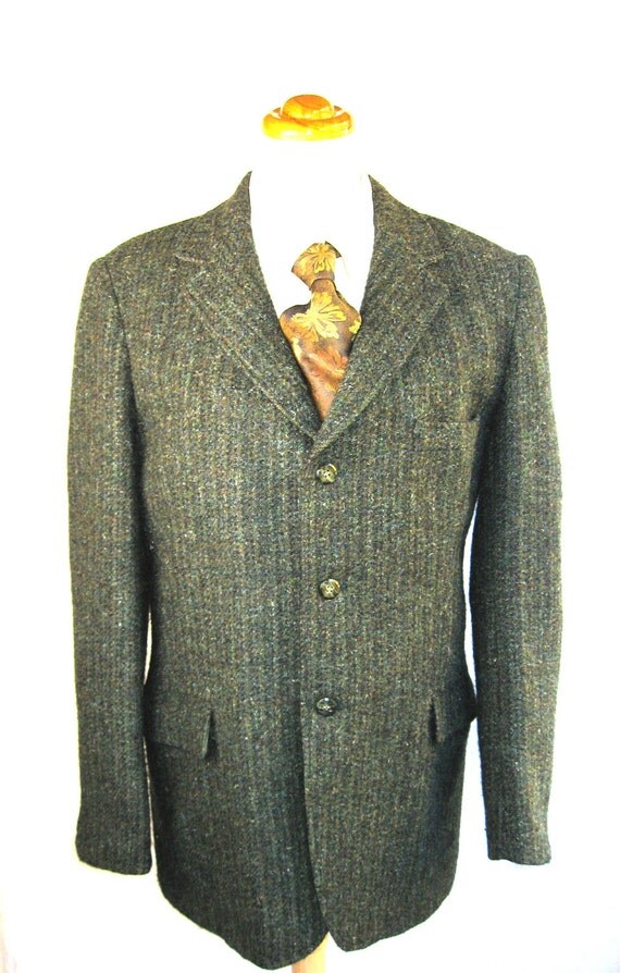 HARRIS TWEED Jacket Coat: Mens Fashion Hand Woven Rough Wool