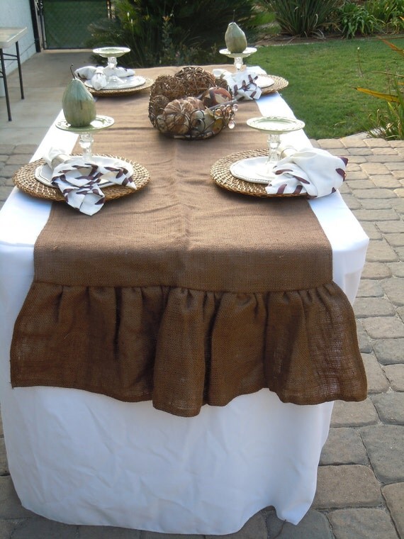 Burlap Table Runner Ruffle Burlap Runner Extra Wide Runner